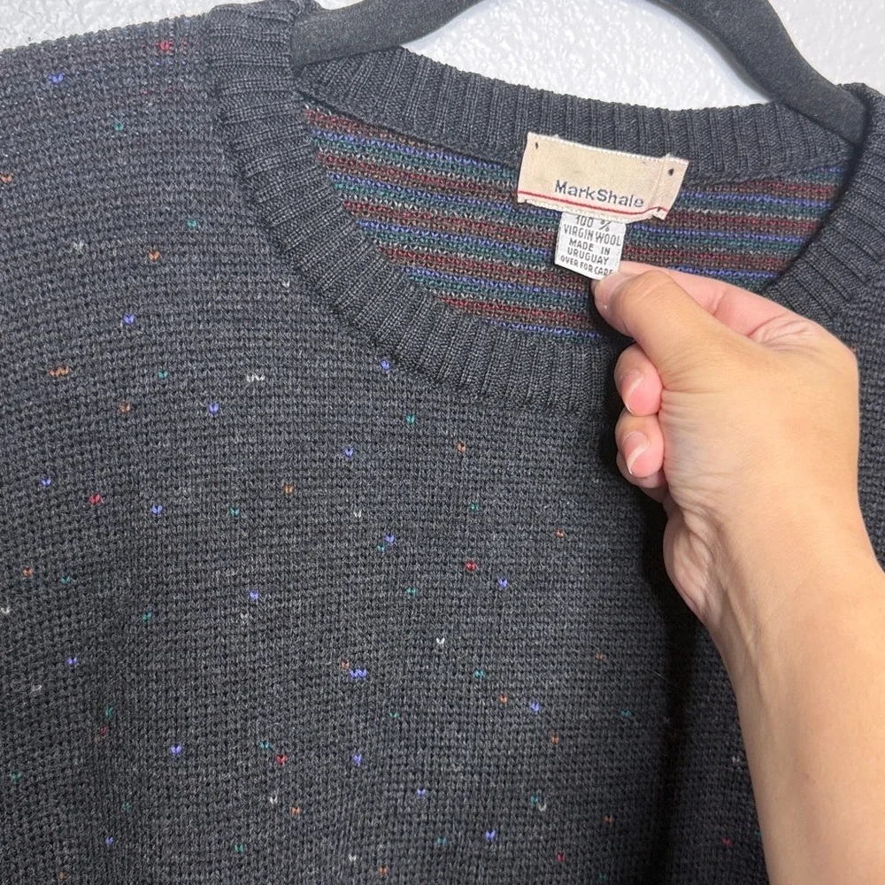 Mark Shale Men's Wool Crewneck Sweater VTG True Navy Black 24”P2P